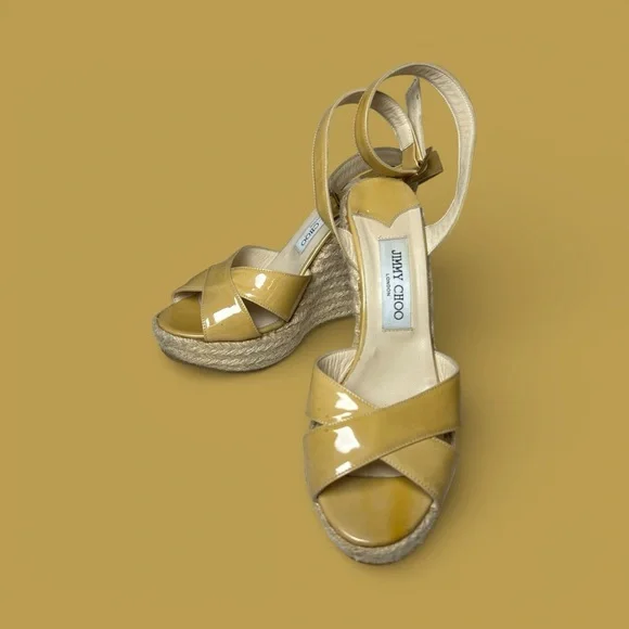 Jimmy Choo Mustard Wedge Sandals - Picture 5 of 9